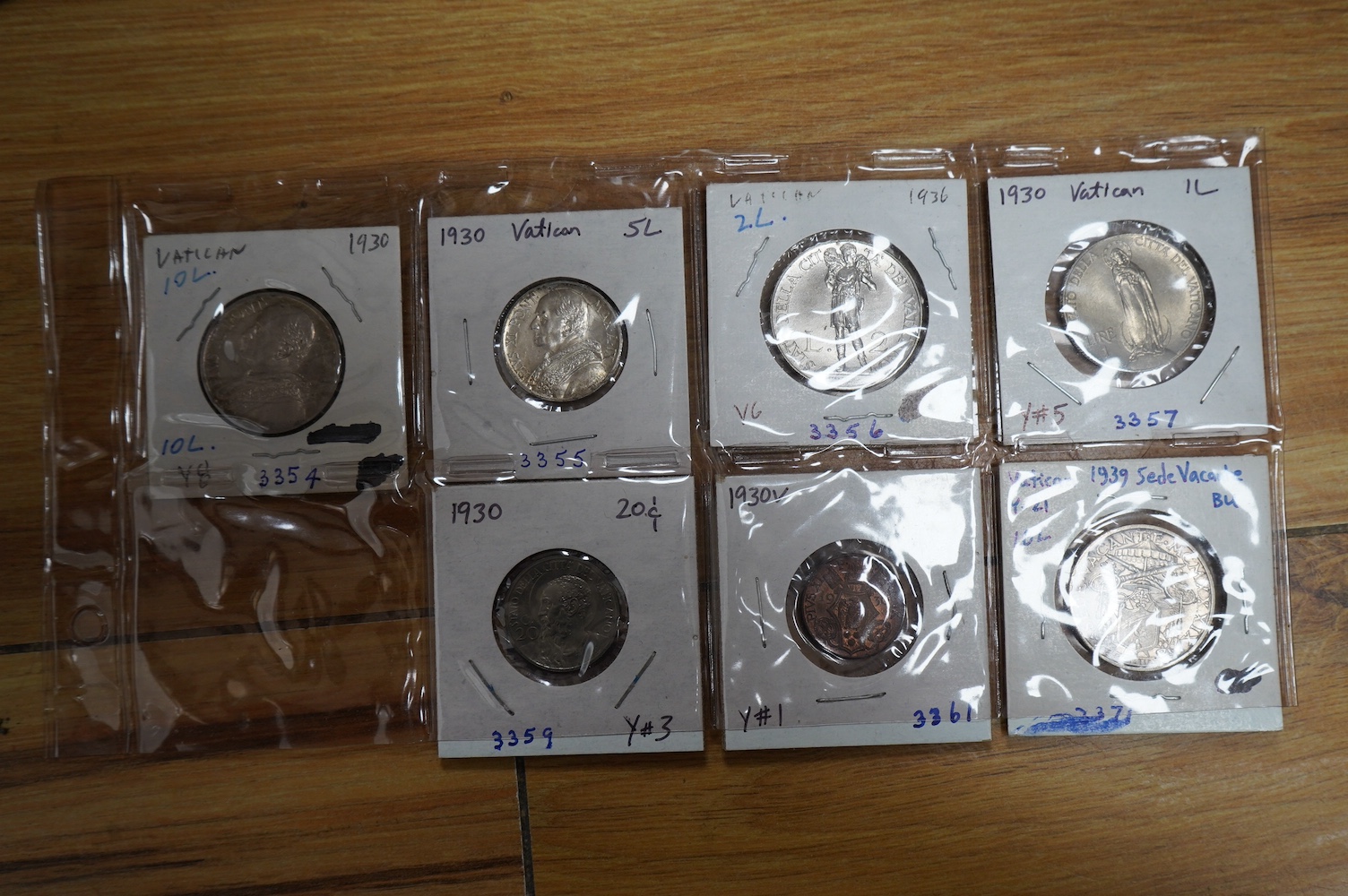 20th century Papal States coins and coin year sets from approximately 1939–2007, most base metal, also to include Royal Mint Pope Benedict XVI visit to the UK 2010 silver proof medal, one box